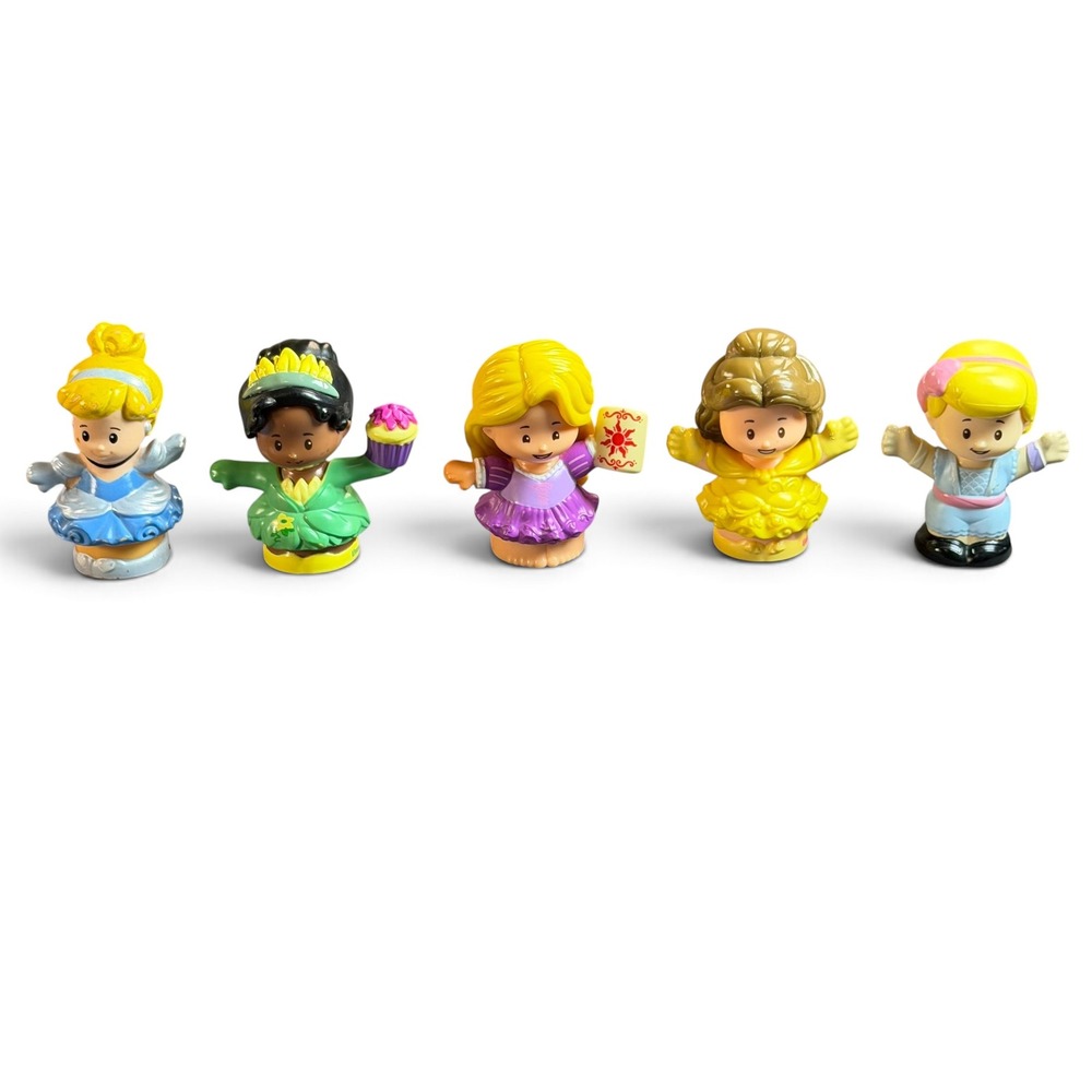 Fisher-Price Little People Disney Princess Figure Lot Belle Tiana Rapunzel 5pc